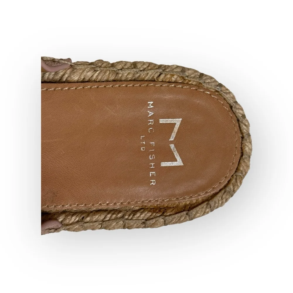 Marc Fisher MlramSA Leather Espadrille Platform Sandals Pink Buckle Slides 8.5​ - Picture 6 of 10